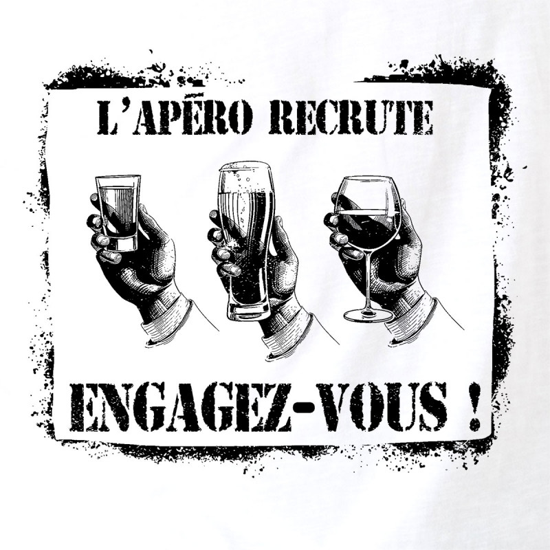 T shirt homme col V L apéro recrute Engagez vous